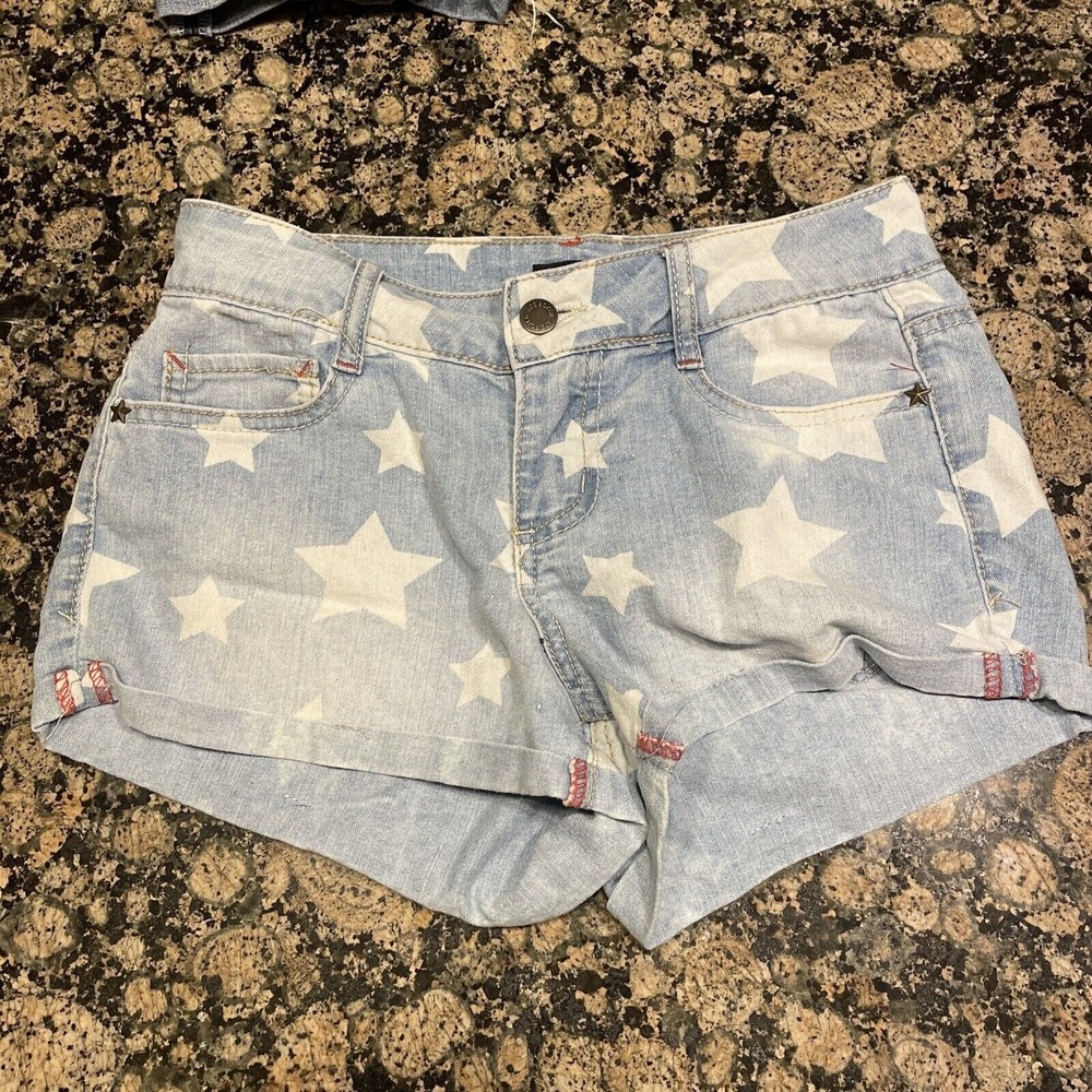 Joe Boxer Juniors Blue‎ Jean Shorts Thin Denim  w/ Stars Size 1